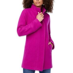 J. Crew Women's City Coat‎ Wool Blend in Fuchsia Sleek Cocoon Car Coat- Size 4